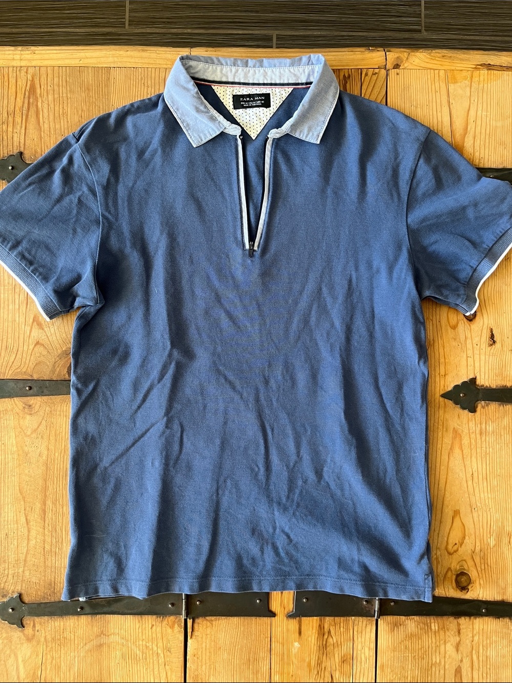 Zara Blue Polo with Light Contrast Collar